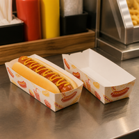 Plateau de service pour hot-dogs, manchon anti-graisse en carton ondulé, pour la restauration événementielle, usine OEM ODM pour la vente de produits alimentaires de commodité