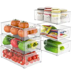 Umwelt freundliche Großhandel Organizer Bins Platz sparen Glas Jar Kitchen Organizer Acryl Box Kunststoff Kühlschrank Organizer