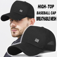 Gorra de béisbol de 5 paneles estilo chino con corona rígida, 100% poliéster, común para verano, malla transpirable tipo sándwich, ajustable, protección solar