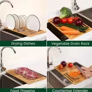 Portable Wooden <b>Dish</b> <b>Rack</b> Foldable Bamboo Drain Area For Kitchen Flatware Storage - Product Image 4
