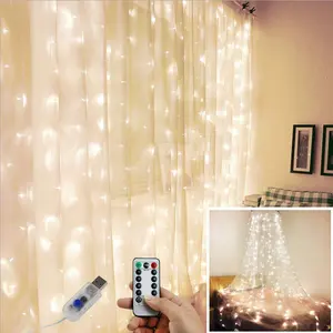 3M LED Christmas Fairy String Lights Remote Control USB New Year Garland Curtain Lamp Holiday For Home Bedroom Window