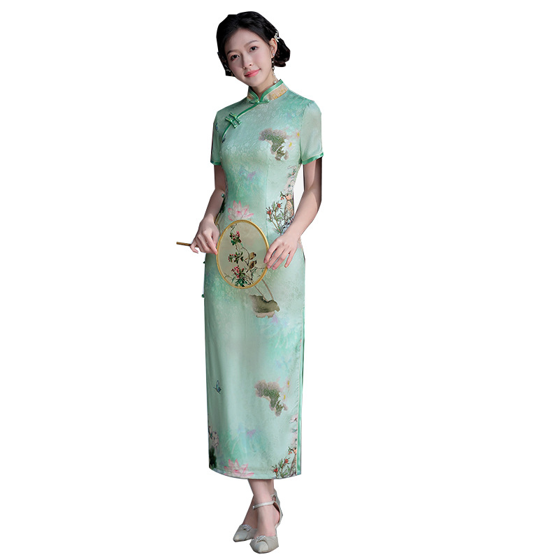 Wholesale Elegant Green Qipao Dresses - Traditional Chinese