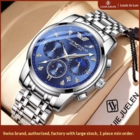 Montre à quartz polyvalente pour homme, étanche, en acier inoxydable, lumineuse, avec cadran ciel étoilé et calendrier phase de lune – Best-seller transfrontalier
