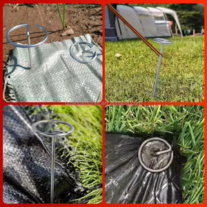 Estacas de Jardín Galvanizadas con Cabeza Redonda para Barrera de Malezas, Estacas de Jardín en Forma de G, Pasadores para Tela de Paisajismo - Product Image 2