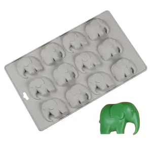 12 Cavities Elephant Chocolate Candy Gummy Silicone Mold Animal Ice Cube Tray