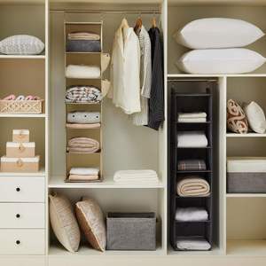 Fabric Non-woven 6 Shelf Hanging Closet Organizer Foldable Wardrobe Clothes <b>Storage</b> Shoe Organizer Hanging Bag - Product Image 4