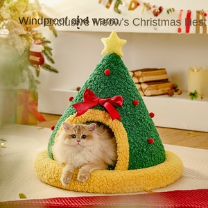 Kerst En Nieuwjaar Huisdier Nest Winter Warm Semi-Gesloten Kat En Hond Nest Ademend Grensoverschrijdend Groothandel - Product Image 5