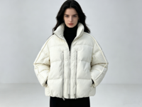 En stock, vestes courtes en duvet blanc pour femmes, vestes matelassées d'hiver pour femmes, manteaux en duvet résistants au vent et vestes matelassées pour femmes