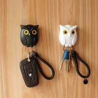 1 crochet magnétique hibou pour organisation de clés, avec fonction clignotante, mignon, sans perçage, pour rangement mural cuisine et maison