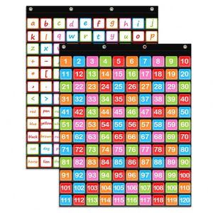 Organisateur mural en tissu durable à centaines de poches (33x27 pouces) – 120 poches, 150 cartes numérotées double face – Noir/Bleu – Rangement pour salle de classe et enseignant - Product Image 2