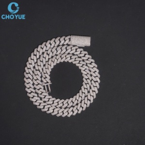 Collar de Cadena de Lujo Unisex con Diseño al por Mayor, Plata 925 Bañada en Rodio, Moissanita de Corte Brillante Redondo y Engaste en Canal - Product Image 1