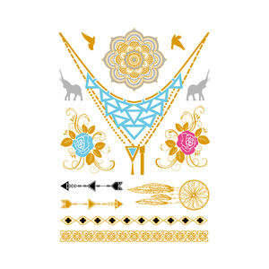 <span class=keywords><strong>Tatuajes</strong></span> Temporales Metálicos Dorados a Prueba de Agua para Mujeres, Niñas y Adultas, Arte Corporal y Facial, Papel Ecológico, Sexy y Moderno - Product Image 5