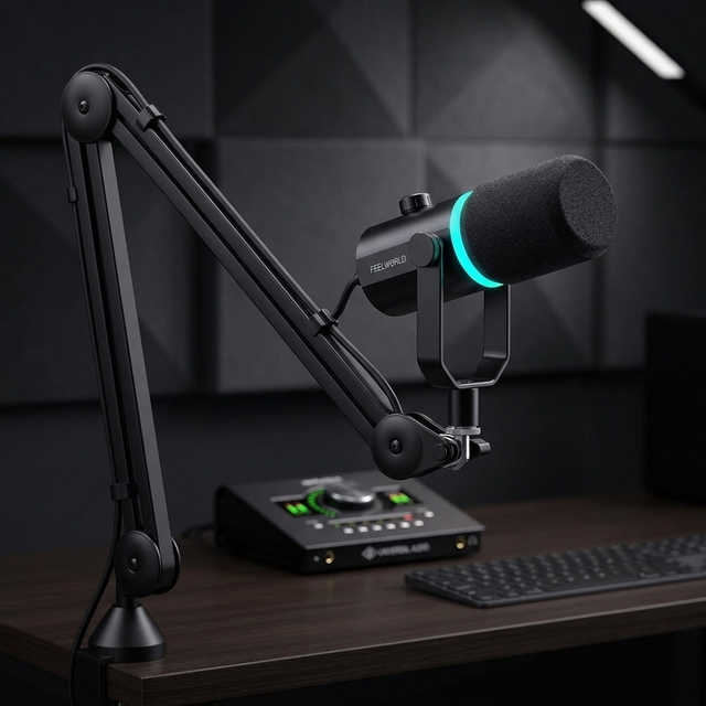 FEELWORLD PM1-XS XLR USB Dynamic Microphone Cardioid 96kHz 24bit RGB Light 3.5mm Monitoring for Podcast Gaming Streaming