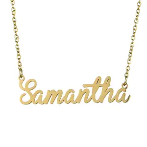 DIY Party Jewelry Gold Plated Titanium Steel Samantha Stephanie Custom Name Letter Necklace Personalized Name Letter Necklace