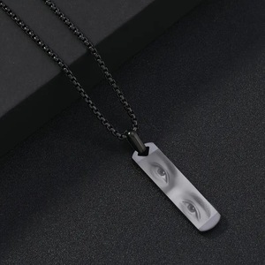 Collana con Ciondolo Personalizzato TD con Foto, Placcato Oro 18K, Acciaio Inossidabile, Forma Oblunga, Catena a Maglie, Classico e di Tendenza, con Numero, Come Regalo - Product Image 2