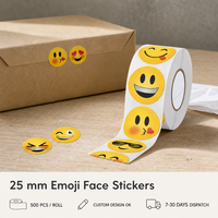 Autocollants ronds à visage souriant pour récompenses, étiquettes créatives et mignonnes en forme de dessin animé, autocollantes pour boîtes cadeaux