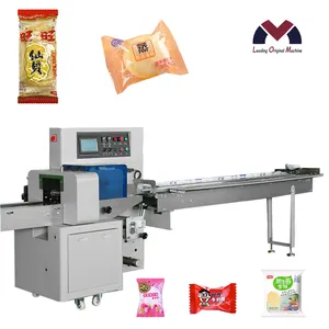 Automatic plastic bag horizontal pillow wafer double sandwiching cookies packaging flow wrapper biscuit packing machine