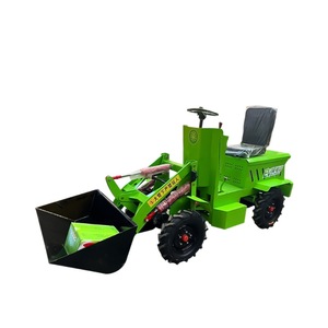 Mini-chargeuse électrique hydraulique sur roues pour usage agricole et de construction, couleur verte - Product Image 2