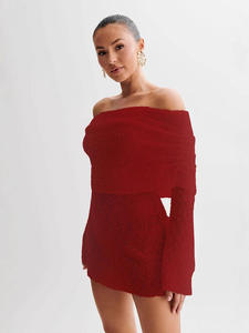 Jupe courte de plage tricotée pour femme, Robe sexy asymétrique à manches longues pour femme, Agent d'achat - Product Image 5