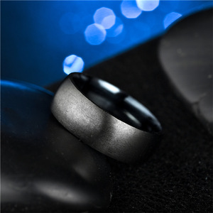 316L 스테인리스 스틸 8MM 와이드 블랙 손가락 반지 티타늄 스틸 고광택 와이드 링 남성용 주얼리 - Product Image 3
