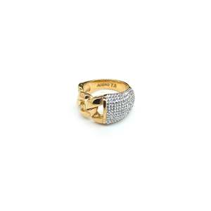 Anillo de cristal de acero inoxidable 316L chapado en oro PVD talla 7.5 con diamantes de imitación para mujer, joyería de moda - Product Image 1