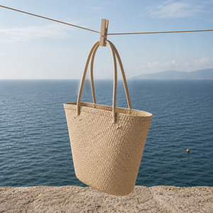 Bolso Tote de Paja Tejida Ecológico, Color Sólido, Estilo Bohemio, Abierto, Bolso de Hombro para Playa, Bolso de Mano de Verano para Mujer, Estilo Bali - Product Image 4