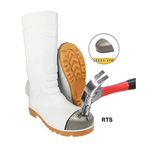 CE nuovo stile cibo Gumboots Anti-statico resistente all'olio punta in acciaio impermeabile in PVC bianco Wellington sicurezza stivali da pioggia