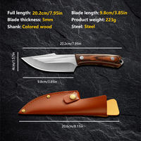 Couteau en acier portable pour diffusion en direct en extérieur, même type que le couteau mongol pour la consommation de viande, couteau droit multi-usages à main, tranchant pour fruits et viande