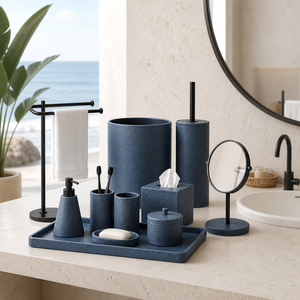 Ensemble d'accessoires de salle de bain XYR-6055 en résine, motif <span class=keywords><strong>labyrinthe</strong></span> géométrique, huit pièces, écologique, facile à nettoyer - Product Image 6