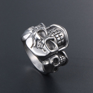 Men's Skull <b>Titanium</b> Steel <b>Ring</b> Retro Punk Style Jewelry SA564 - Product Image 3