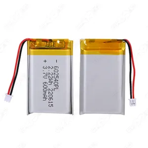 3.7V Li poバッテリー602540リチウムポリマーポーチバッテリー600mAhリチウムイオンバッテリー