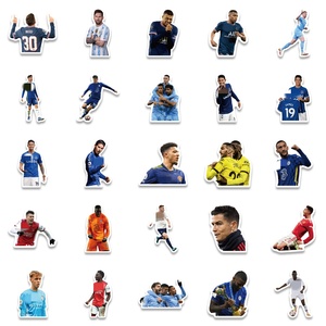 50 autocollants de collection de stars du football mondiales célèbres, DIY, <span class=keywords><strong>Ronaldo</strong></span>, Messi, pour club de football - Product Image 2