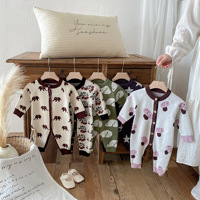 Angou Ins Vêtements pour bébé nouveau-né Barboteuses Automne Hiver Cartoon Knitted Climbing Cotton Button Sweater Jumpsuit for Boys Girls