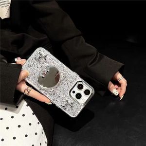 Cover per iPhone 15 Pro Max 14 13 16 17 con Specchio per il Trucco e Design Speciale per Donne, Decorazione Orso Cane Bling con Colla a Goccia - Product Image 6