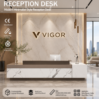 Comptoir de réception moderne de luxe avec éclairage LED, table de réception personnalisée pour restaurant, hôtel, bureau, hall d'entrée
