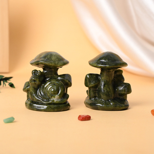 งานแกะสลักด้วยมือจากหยกธรรมชาติรูปเห็ดหอยทาก สำหรับตกแต่ง - Product Image 1