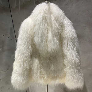 Giacca corta in 100% pelle di agnello, soffice <span class=keywords><strong>cappotto</strong></span> in <span class=keywords><strong>pelliccia</strong></span> di pecora da donna con scollo a V - Product Image 1