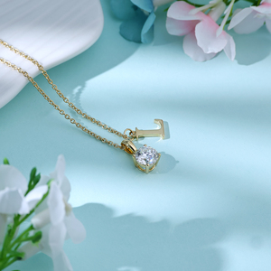Custom 18K <b>Solid</b> Gold Letter Pendant <b>Necklace</b> 1 Carat IGI Certified Lab Grown Diamond Pendant Link Chain Wedding Luxury Jewelry - Product Image 4