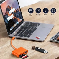 Lector de Tarjetas de Memoria con Lectura Simultánea SD/TF/USB, Compatible con Teléfonos Android, Dispositivos Tipo C, Cámaras, Material ABS, Puerto KZ9-7