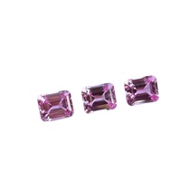 Saphir rose Sakura poli, biseauté, rectangulaire, taillé, pierre brute, taille émeraude, pierre précieuse synthétique, saphir rose clair