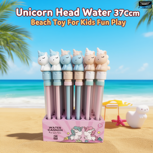 Pistola ad acqua a forma di testa di unicorno 37 cm, gioco da spiaggia per bambini, divertimento garantito - Product Image 3