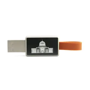 Sangle en silicone Led Light Up logo Logo lumineux Clé USB en métal, clé USB à lumière colorée unique 8 Go 16 Go 32 Go