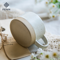 FENN Mugs en grès beige mat style vintage, personnalisables avec logo, vente en gros, mugs à café en céramique mouchetée Sésame pour cadeaux