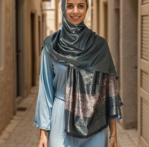 Sciarpa da donna con motivo Jacquard floreale etnico con motivo a forma di Jacquard Hijab - Product Image 6