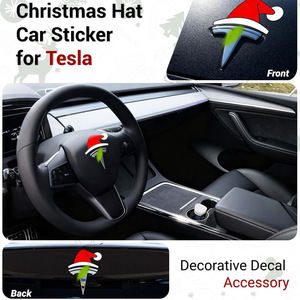Pegatina Creativa Personalizada para Carrocería de Coche Tesla con Diseño <span class=keywords><strong>3D</strong></span> de <span class=keywords><strong>Caperucita</strong></span> <span class=keywords><strong>Roja</strong></span> con Gorro de Papá Noel y Estilo Geométrico - Product Image 6