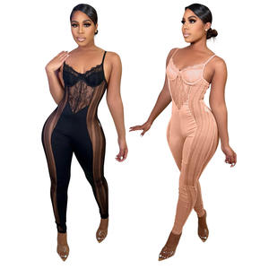 Kliou — combinaison moulante en dentelle pour femme, vêtement taille haute, bretelles Spaghetti, sans manches, style Patchwork, Sexy, combinaison de fête, été <span class=keywords><strong>2022</strong></span> - Product Image 1