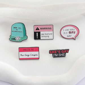 Sming Pins LGBT <span class=keywords><strong>Gay</strong></span> Pride esmalte Pins aquí es mi heterosexualidad <span class=keywords><strong>Gay</strong></span> fuerte y molesto broches de Metal insignia de solapa joyería divertida - Product Image 2