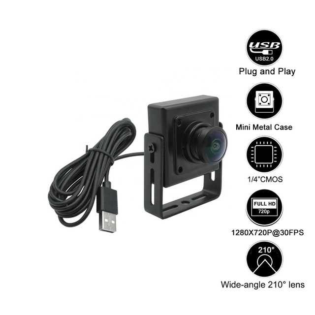 30*30mm Wide Angle Color USB Camera With 1.5mm Panorama Lens 1MP 1280*720 1/4" CMOS Camera for ATM Kiosk Intelligent Machine