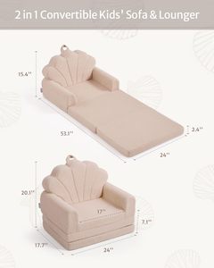 Sofá Tatami 2 en 1 de Alta Calidad para Niños, Diseño Moderno, Tela de Felpa, Funda Extraíble para Dormitorio o Sala de Estar - Product Image 2