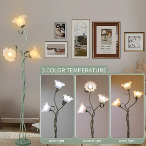 Lámpara de Pie LED de Estilo Rústico Americano, Plegable, con Luz de Tres Colores, Color Crema, para Sala de Estar/Sofá/Dormitorio/Jardín - Product Image 3